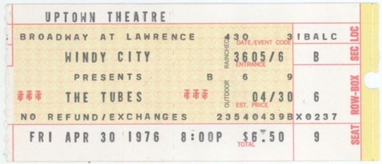 Golden Earring show ticket#B-6-9 April 30 1976 Chicago - Uptown Theatre